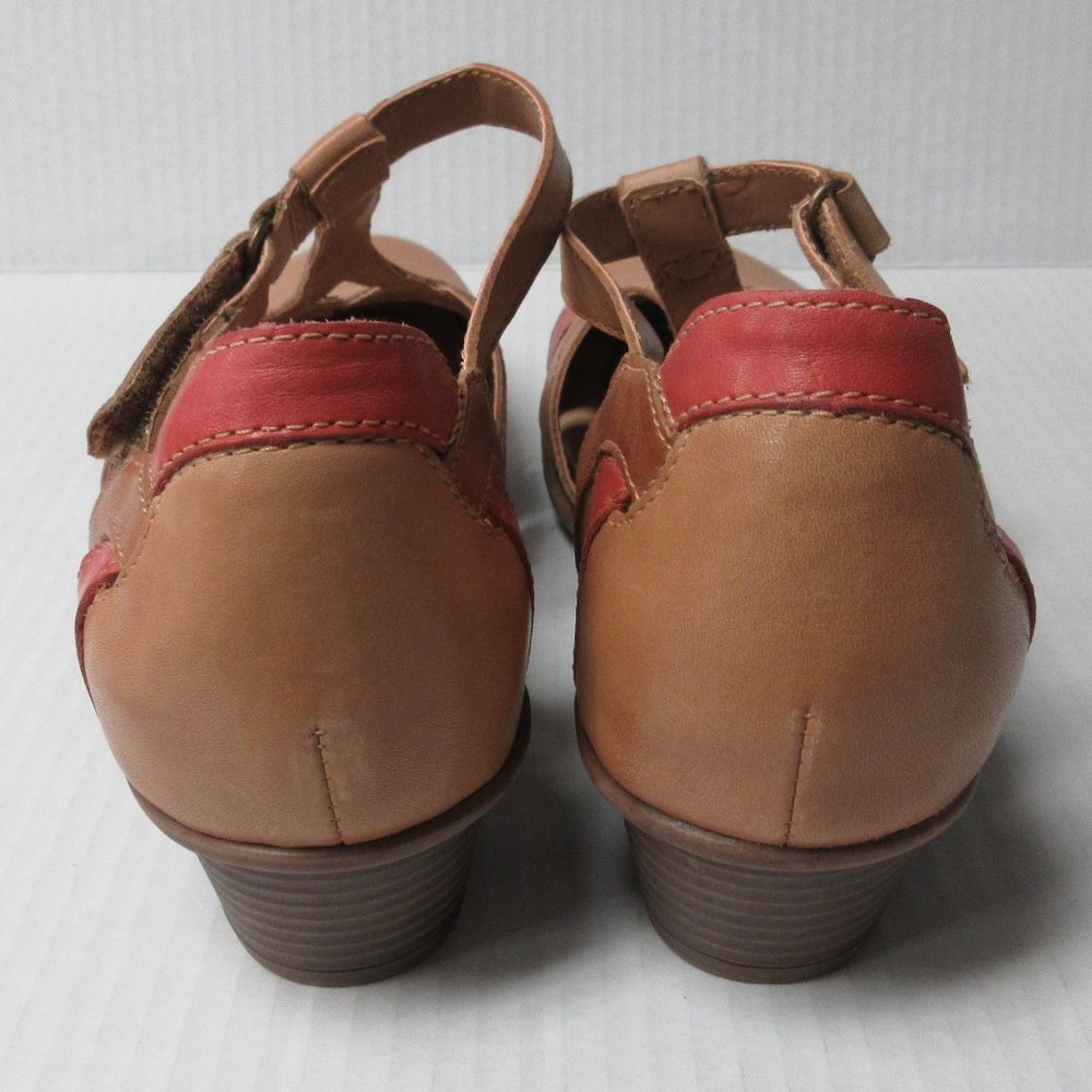 Women’s Tan and Coral Low Heel Sandals - Picture 5 of 11